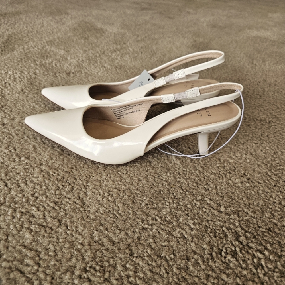 a new day Cream Patent Leather Slingback Heels